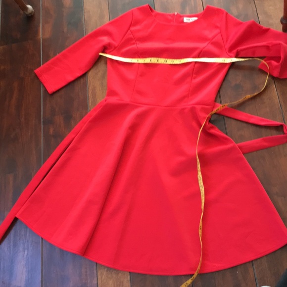 New light. Red fit flared knee length dress - Picture 8 of 8